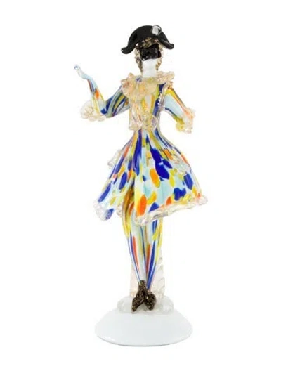Pre-owned Murano Glass Harlequin Dancer Figurine In Multicolor