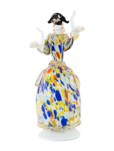 Pre-owned Murano Glass Harlequin Dancer Figurine In Multicolor