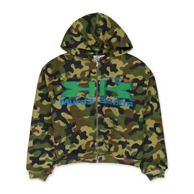 Murd333r.fm X Gr33dy Unit Greedy Unit X Murd333r. Fm Green Double Layered Hoodie