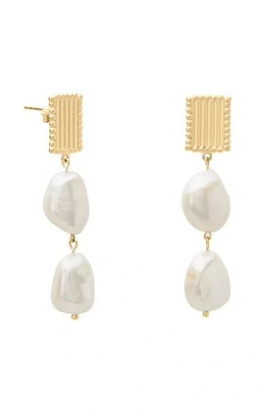 Murkani Aphrodite Goddess Hanging Pearl Earrings In Neutral
