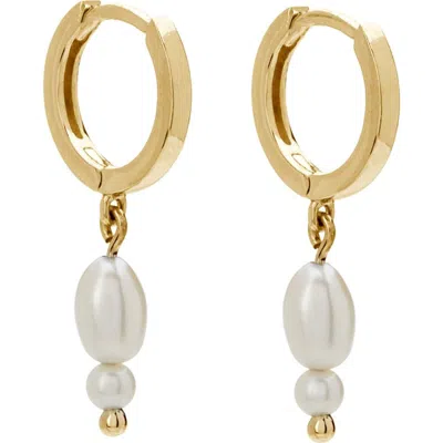 Murkani Double Pearl Huggies In Gold