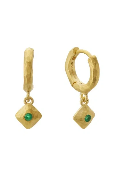 Murkani Green Onyx Huggies In Gold