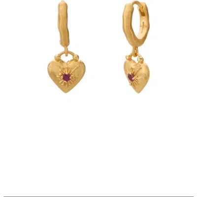 Murkani Love You Small Heart Huggie Earrings In Gold