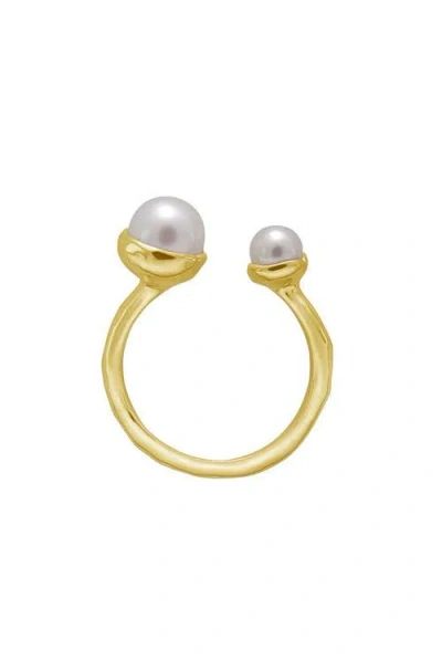 Murkani Riviera Double Pearl Ring 7 In Gold