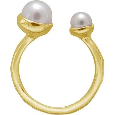Murkani Riviera Double Pearl Ring 8 In Gold