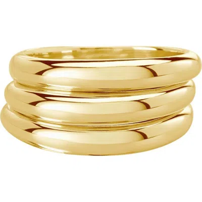 Murkani Vintage Wave Ring (set Of 3) 7 In Gold