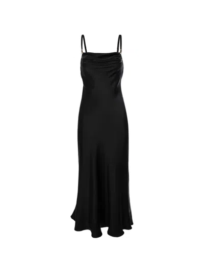 Murmur Cowl-neck Slip Midi Dress In Black