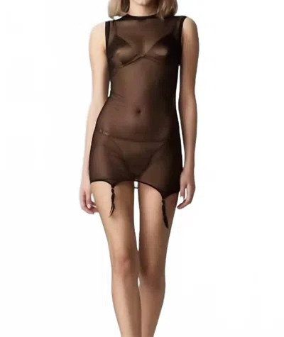 Murmur Garter Sheer Dress In Black
