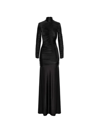 Murmur Long-sleeve Ruched Dress In Black
