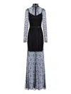 Murmur Mist Lace Long-sleeve Maxi Dress In Black