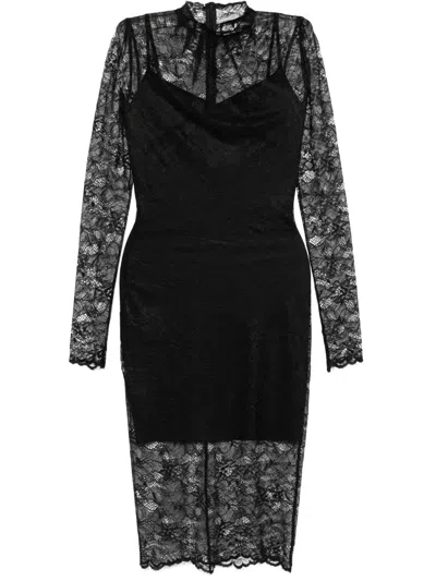 Murmur Mist Midi Dress In Black