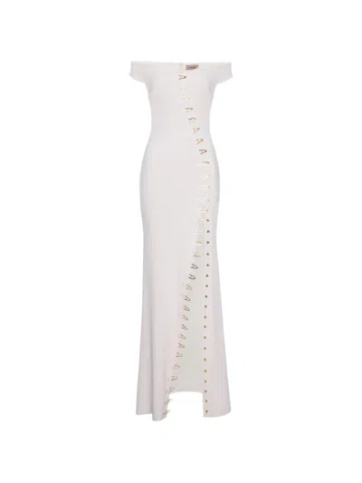 Murmur Off-shoulder Embellished Dress In White