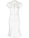Murmur Underline Contrast-stitching Denim Dress In White