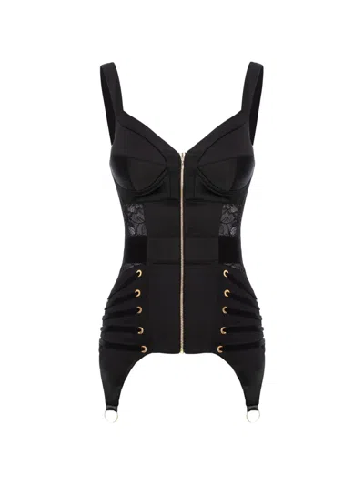 Murmur Zest Lace-up Corset In Black