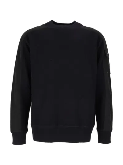 Murphy & Nye Blue Nights Ensign Arm Pocket Crewneck Sweater In Black