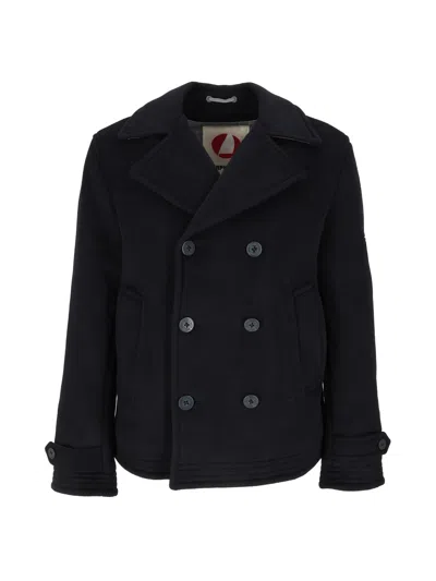 Murphy & Nye Blue Nights Tack Jacket Wool Double-breasted Peacoat In Black