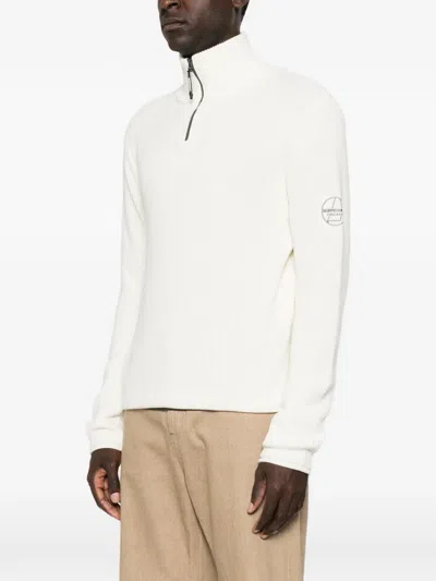 Murphy & Nye Fender Ribbed-knit Quarter-zip Sweater In White