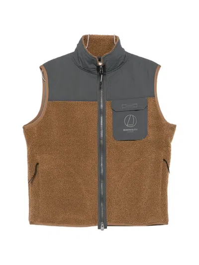 Murphy & Nye Fleece-texture Panelled Gilet In Brown