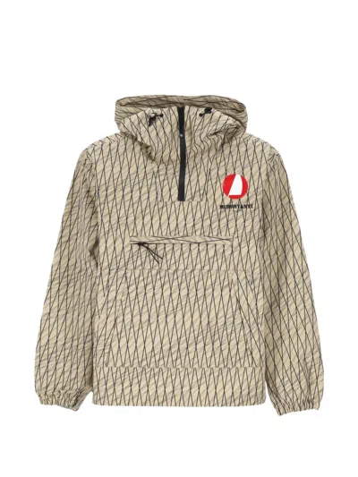 Murphy & Nye Geometric-print Hooded Anorak Jacket In Brown