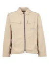 Murphy & Nye Incense Topside Textured Zipper Overshirt In Neutral