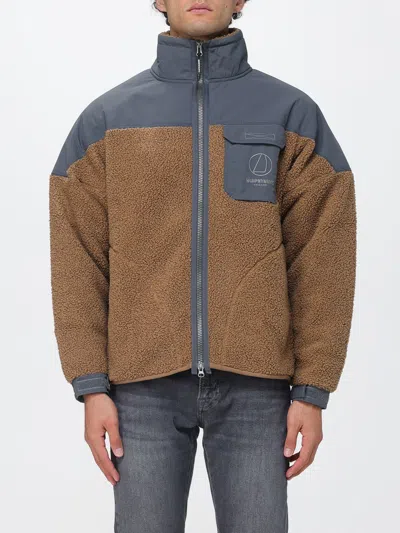 Murphy & Nye Fleece-texture Panelled Jacket In Brown