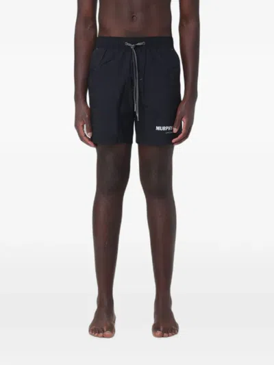 Murphy & Nye Logo-print Drawstring Swim Shorts In Black