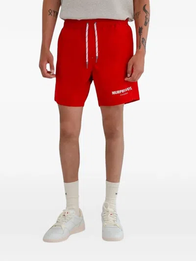 Murphy & Nye Logo-print Drawstring Swim Shorts In Red