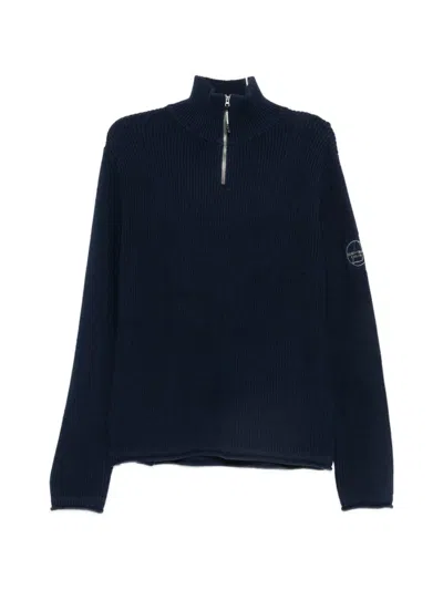 Murphy & Nye Ribbed-knit Quarter-zip Sweater In Blue