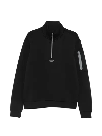 Murphy & Nye Scrupper Quarter-zip Logo-print Sweatshirt In Black