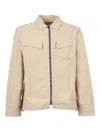 Murphy & Nye Incense Topside Textured Zipper Overshirt In Neutral