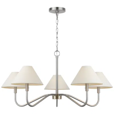 Murray Feiss Visual Comfort Studio  Eldon Large Chandelier  B11    Brushed Nickel In White