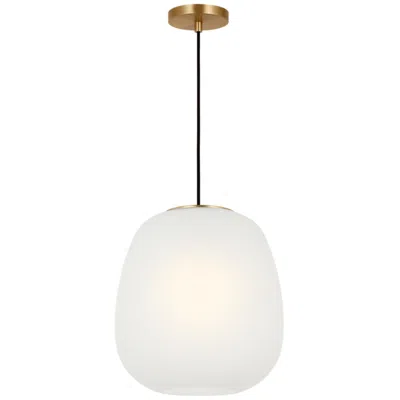 Murray Feiss Visual Comfort Studio  Nico 13" Pendant  E26    Satin Brass In White
