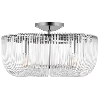 Murray Feiss Visual Comfort Studio Pierce Medium Flush Mount T8 20" Polished Nickel