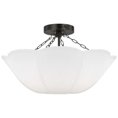 Murray Feiss Visual Comfort Studio Stassi Medium Semi Flush Mount A19 18.5" Aged Iron In Black