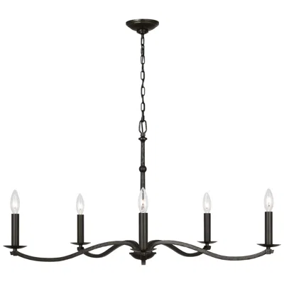 Murray Feiss Visual Comfort Studio Wellen Large Chandelier T10 36" Aged Iron