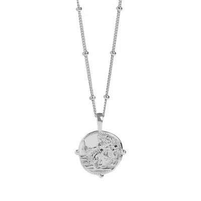 Muru Women's Aphrodite Coin Necklace In Silver With Bead Chain