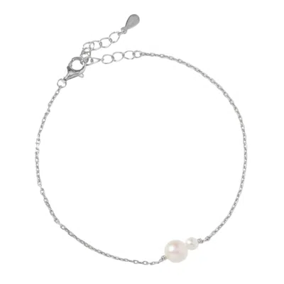 Muru Women's Connected Pearl Bracelet Silver