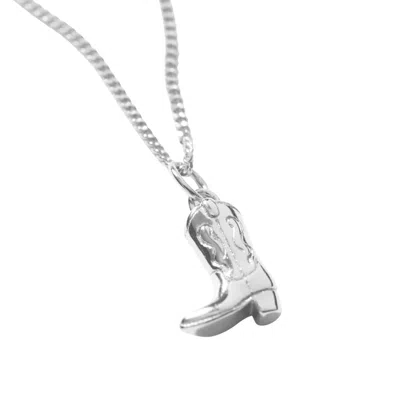 Muru Women's Cowboy Boot Necklace Silver
