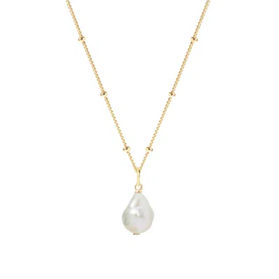 Muru Women's Freshwater Pearl Bead Chain Necklace Gold