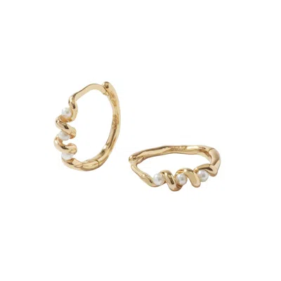 Muru Women's Gaia Pearl Hoops Gold