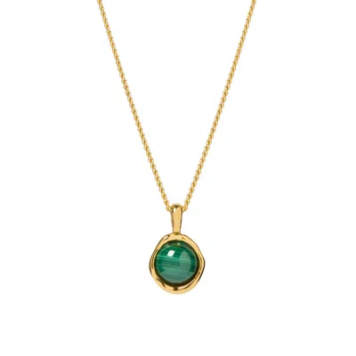 Muru Women's Gold Tiny Malachite Necklace For Growth