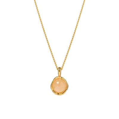 Muru Women's Gold Tiny Rose Quartz Necklace For Calm