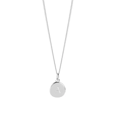 Muru Women's Initial Disc Necklace In Silver With Curb Chain