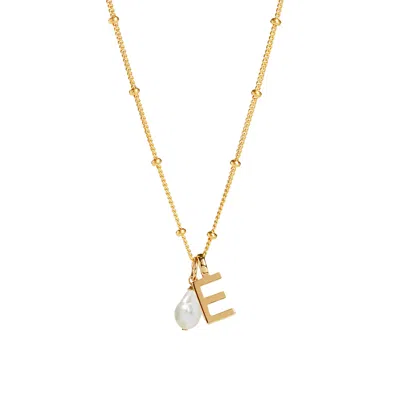 Muru Women's Letter & Freshwater Pearl With Bead Chain Gold