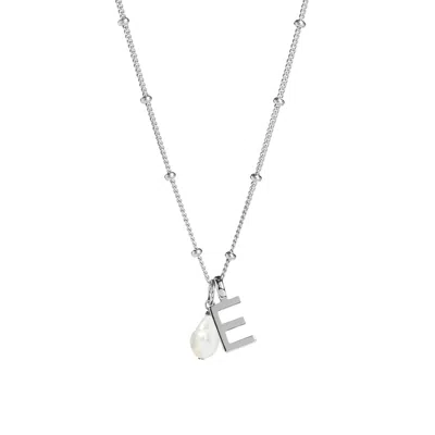 Muru Women's Letter & Freshwater Pearl With Bead Chain Silver