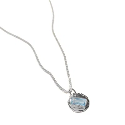 Muru Women's Mini March Birthstone Necklace Silver