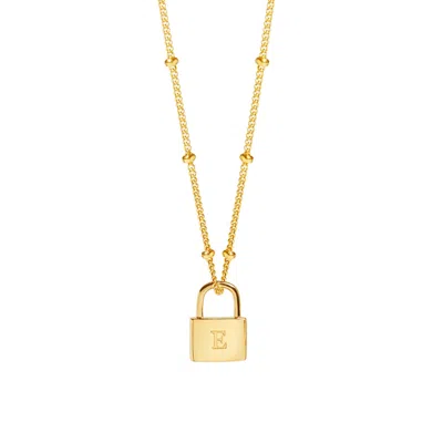 Muru Women's Padlock Necklace Gold With Bead Chain