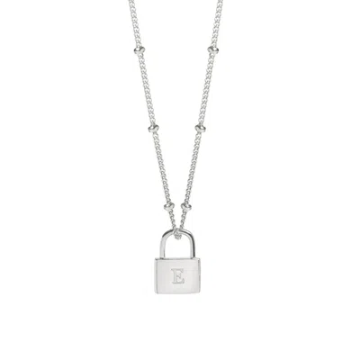 Muru Women's Padlock Necklace Silver With Bead Chain