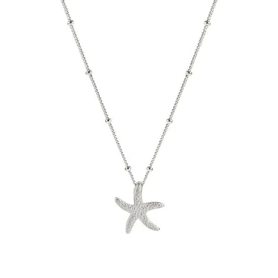Muru Women's Silver Starfish Necklace With Bead Chain