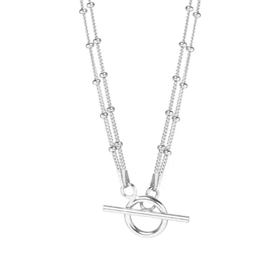 Muru Women's T-bar Beaded Necklace Silver